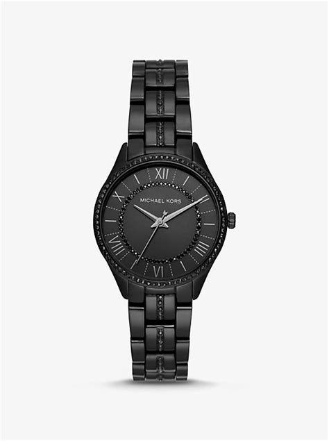 michael kors lauryn pave black tone watch|mike kors lauryn watch.